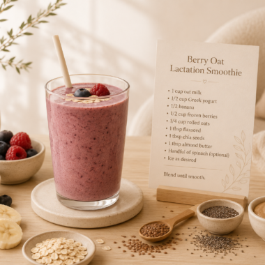 Berry Oat Lactation Smoothie recipe card